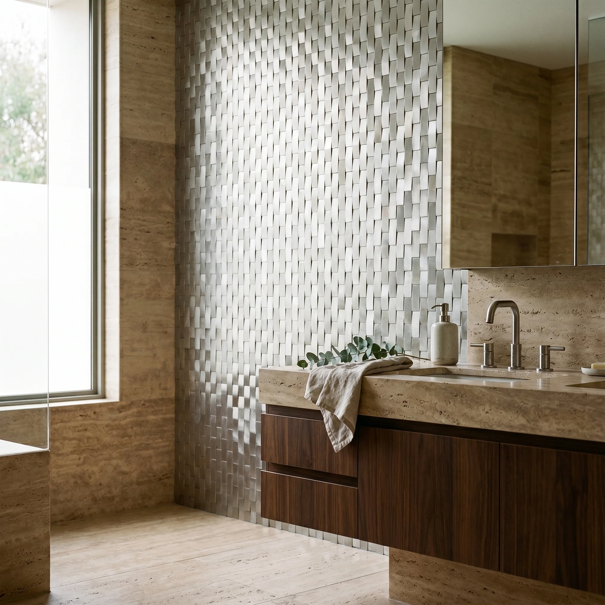 Brick 3D Silver Peel & Stick Splashback | 30×29.8 cm | Self-Adhesive Mosaic Tile - Image 5