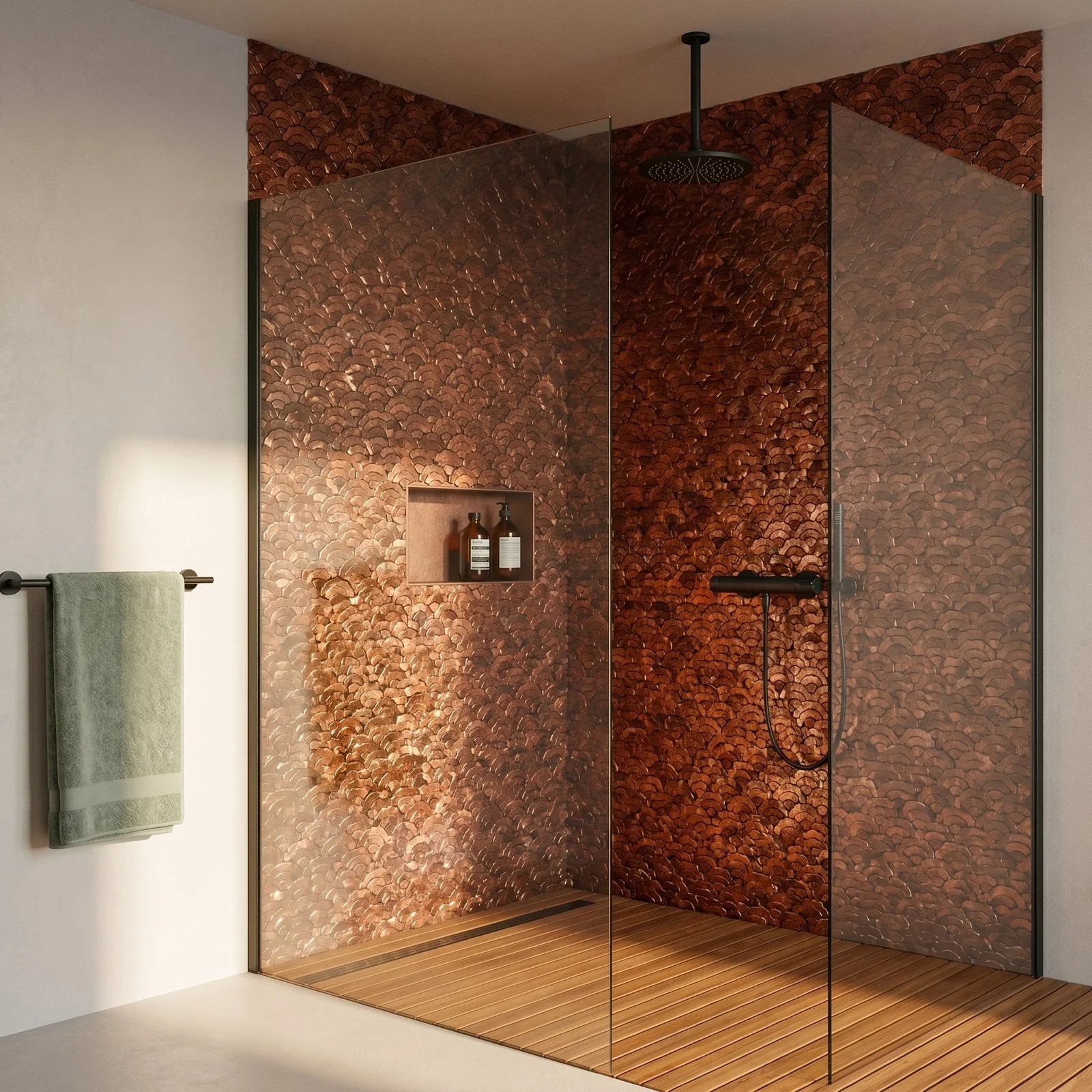 Fan Copper Peel & Stick Splashback | 26.8×28.1 cm | Self-Adhesive Mosaic Tile - Image 3