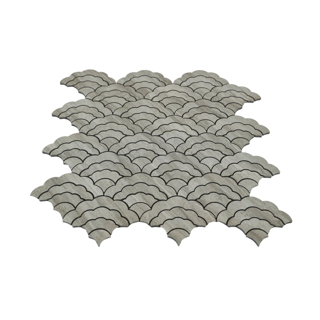 Fan Gray Peel & Stick Splashback | 26.8×28.1 cm | Self-Adhesive Mosaic Tile - Image 4