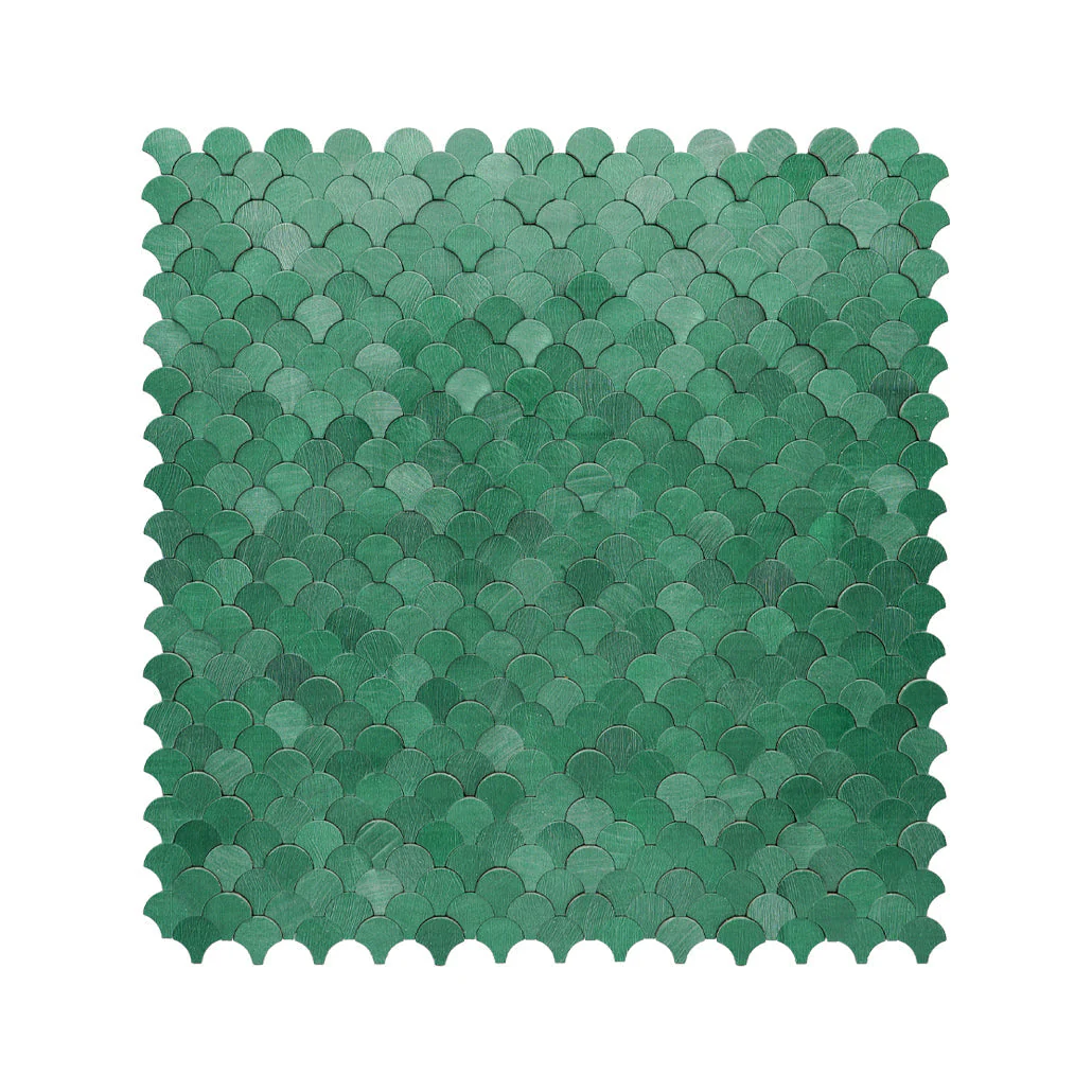 Fish Scale 3D Dark Green Peel & Stick Splashback | 28.8×29.8 cm | Self-Adhesive Mosaic Tile - Image 2