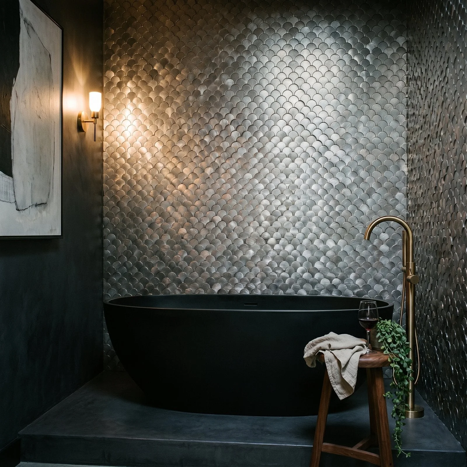 Fish Scale 3D Silver Peel & Stick Splashback | 28.8×29.8 cm | Self-Adhesive Mosaic Tile - Image 3