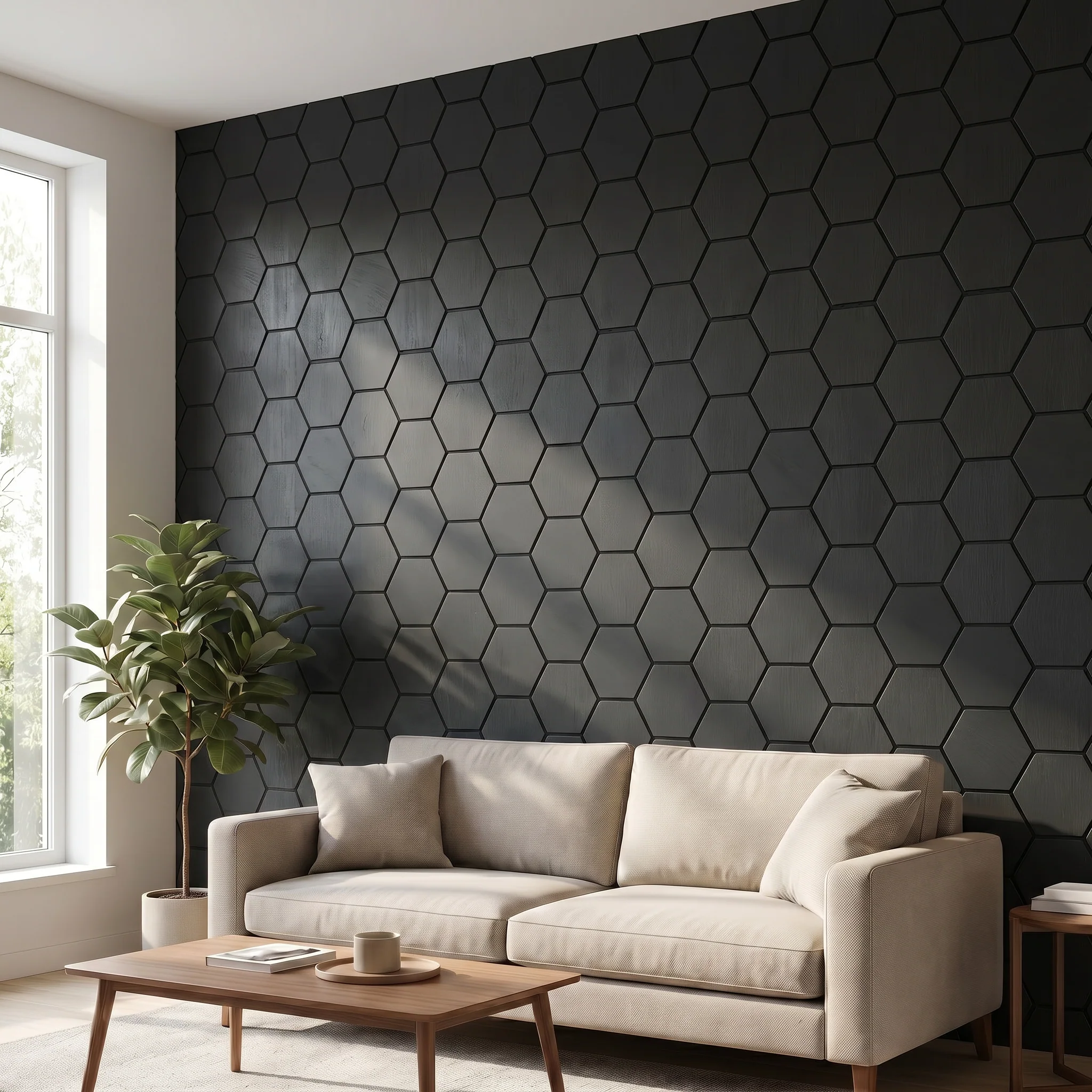Hexagon Panel Black 81 cm | Acoustic | Wall Decor - Image 3