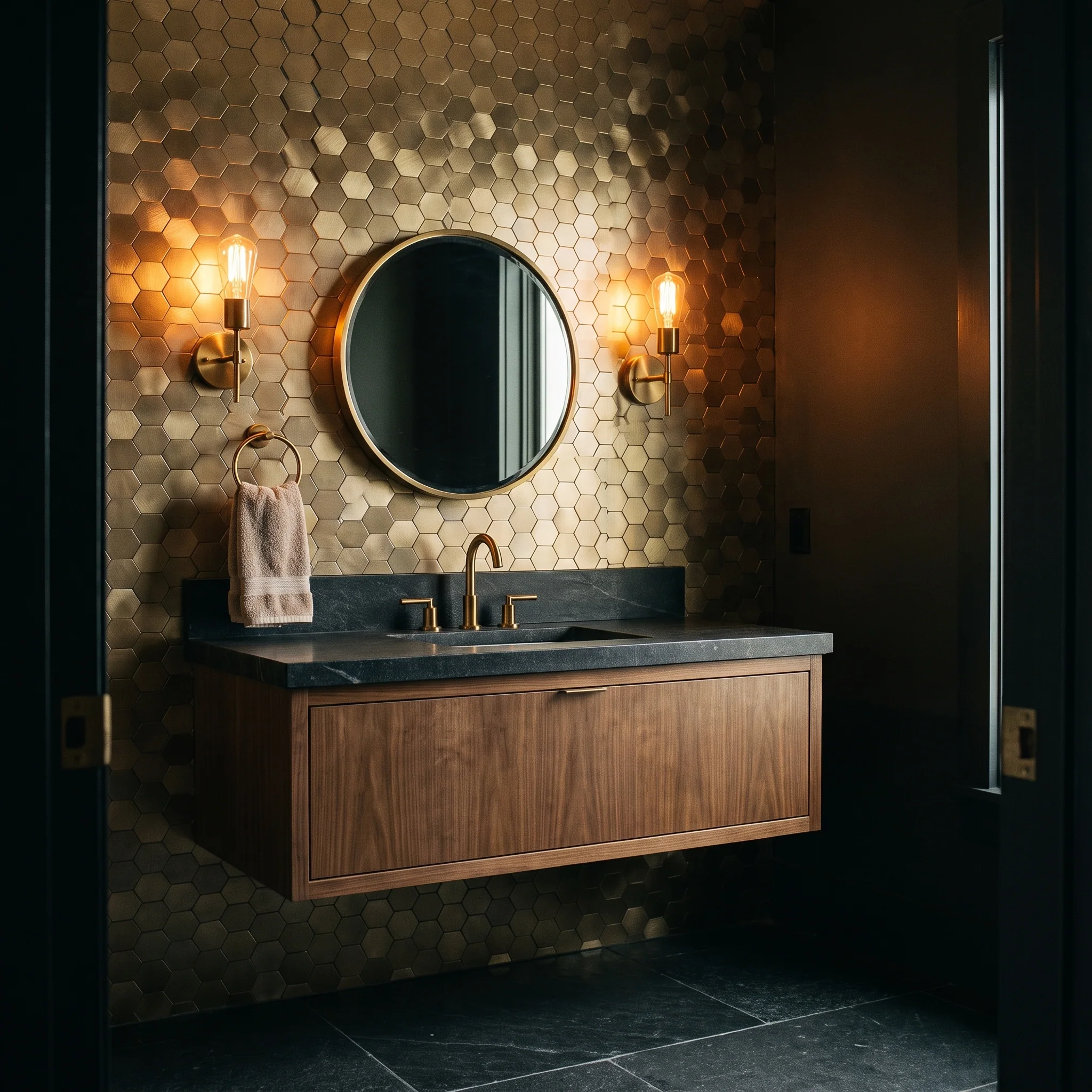 Hexagon Gold Peel & Stick Splashback | 28.8×29.2 cm | Self-Adhesive Mosaic Tile - Image 5