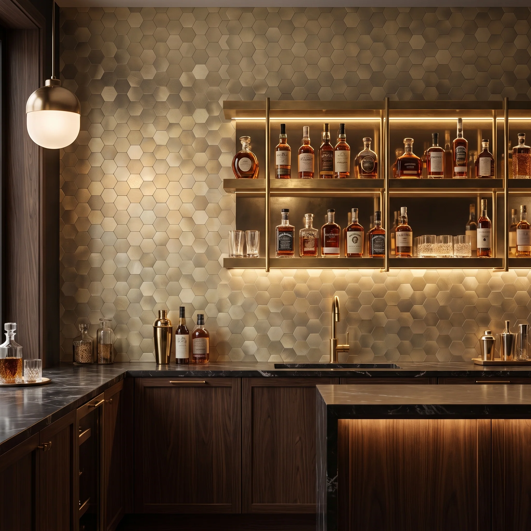 Hexagon Gold Peel & Stick Splashback | 28.8×29.2 cm | Self-Adhesive Mosaic Tile - Image 7