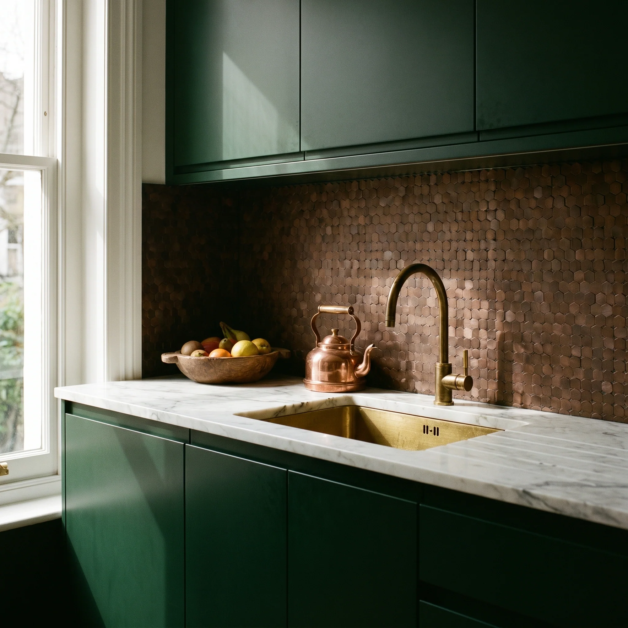 Mini Hexagon 3D Dark Copper Peel & Stick Splashback | 29.8×30.7 cm | Self-Adhesive Mosaic Tile - Image 3
