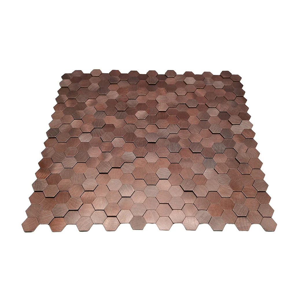 Mini Hexagon 3D Dark Copper Peel & Stick Splashback | 29.8×30.7 cm | Self-Adhesive Mosaic Tile - Image 4