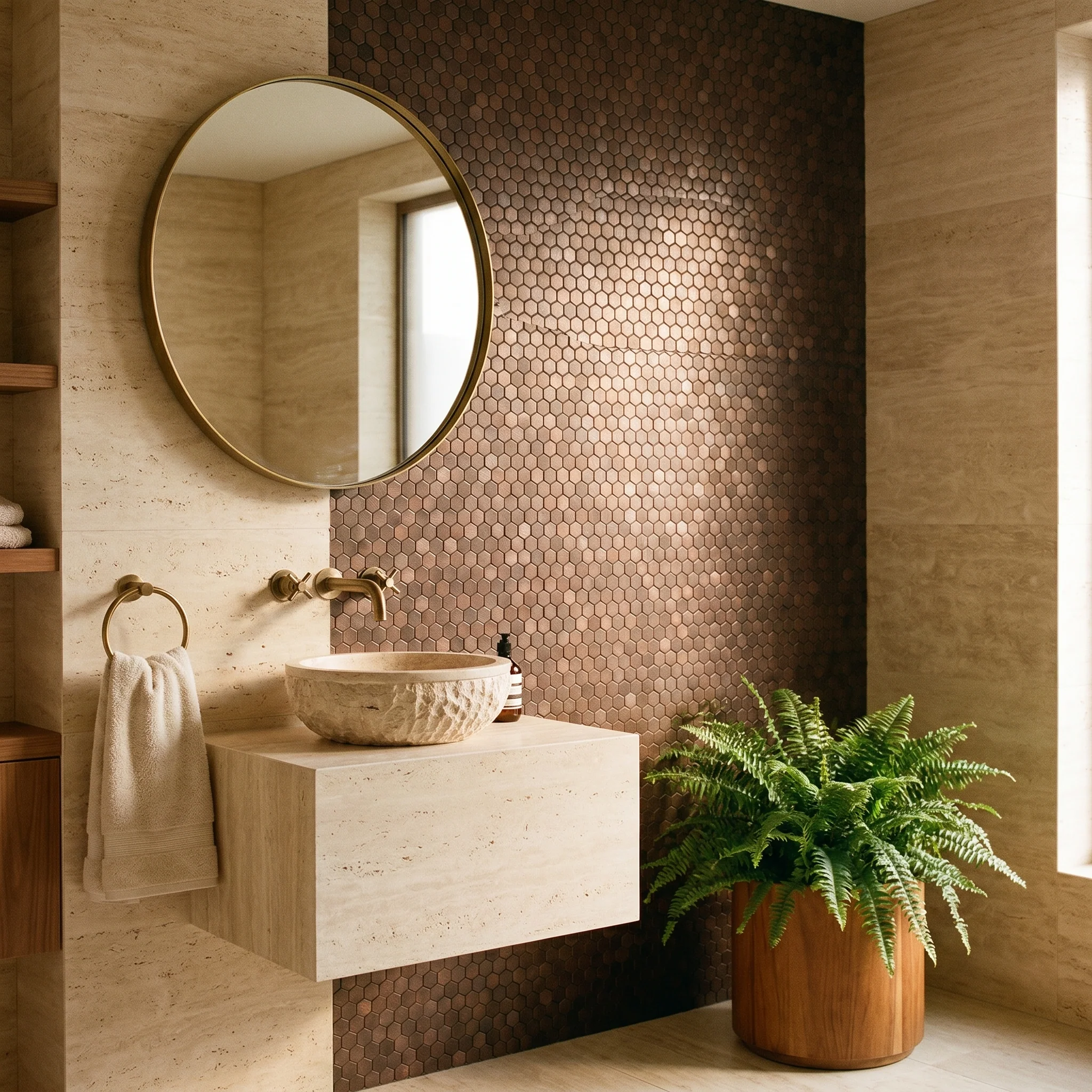 Mini Hexagon 3D Dark Copper Peel & Stick Splashback | 29.8×30.7 cm | Self-Adhesive Mosaic Tile - Image 5