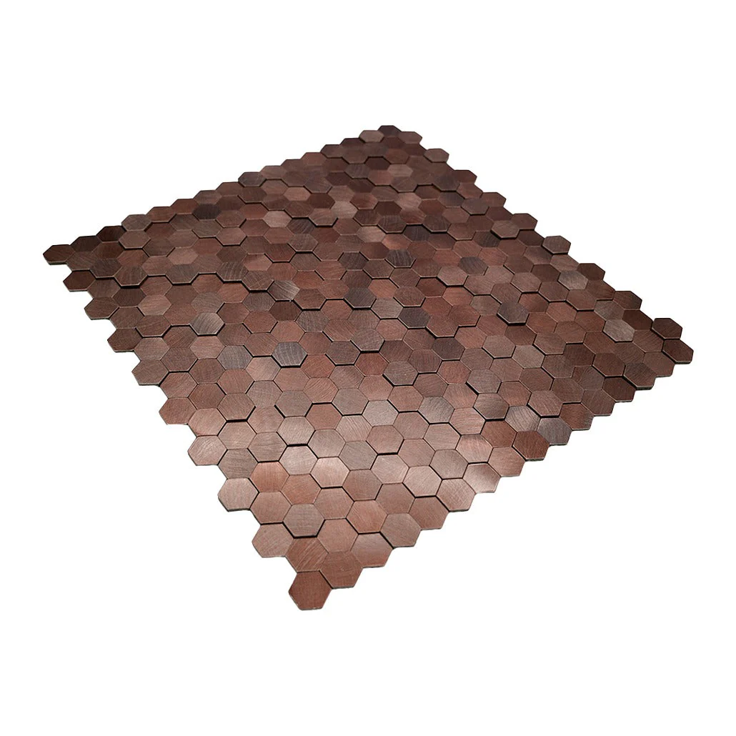 Mini Hexagon 3D Dark Copper Peel & Stick Splashback | 29.8×30.7 cm | Self-Adhesive Mosaic Tile - Image 6