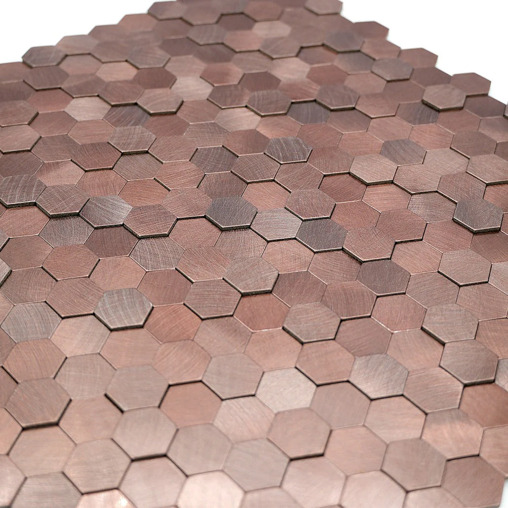 Mini Hexagon 3D Dark Copper Peel & Stick Splashback | 29.8×30.7 cm | Self-Adhesive Mosaic Tile - Image 8