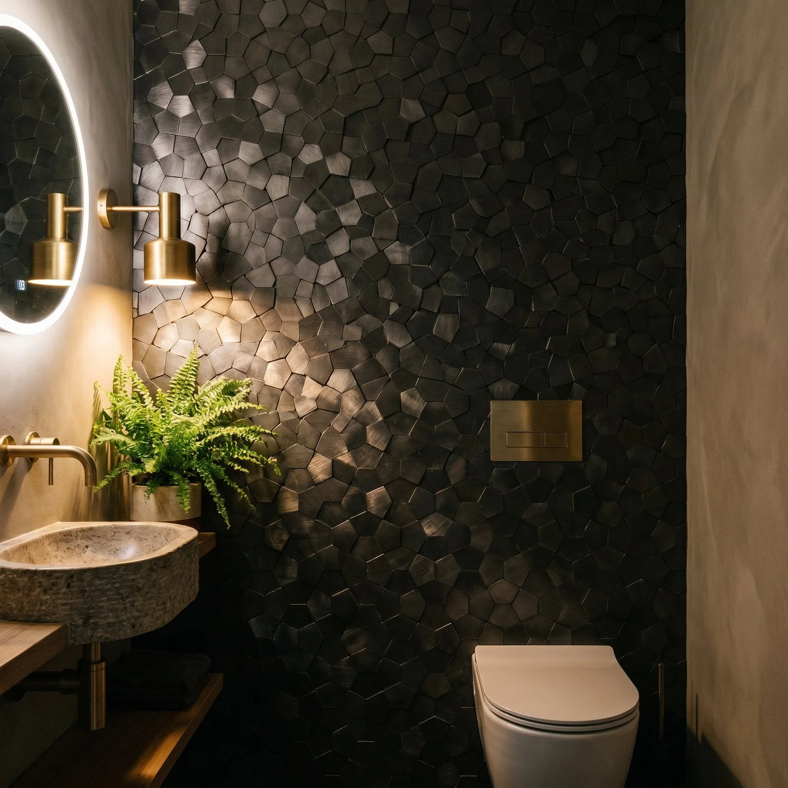 Pentagon 3D Anthracite Peel & Stick Splashback | 28.2×28.2 cm | Self-Adhesive Mosaic Tile - Image 5