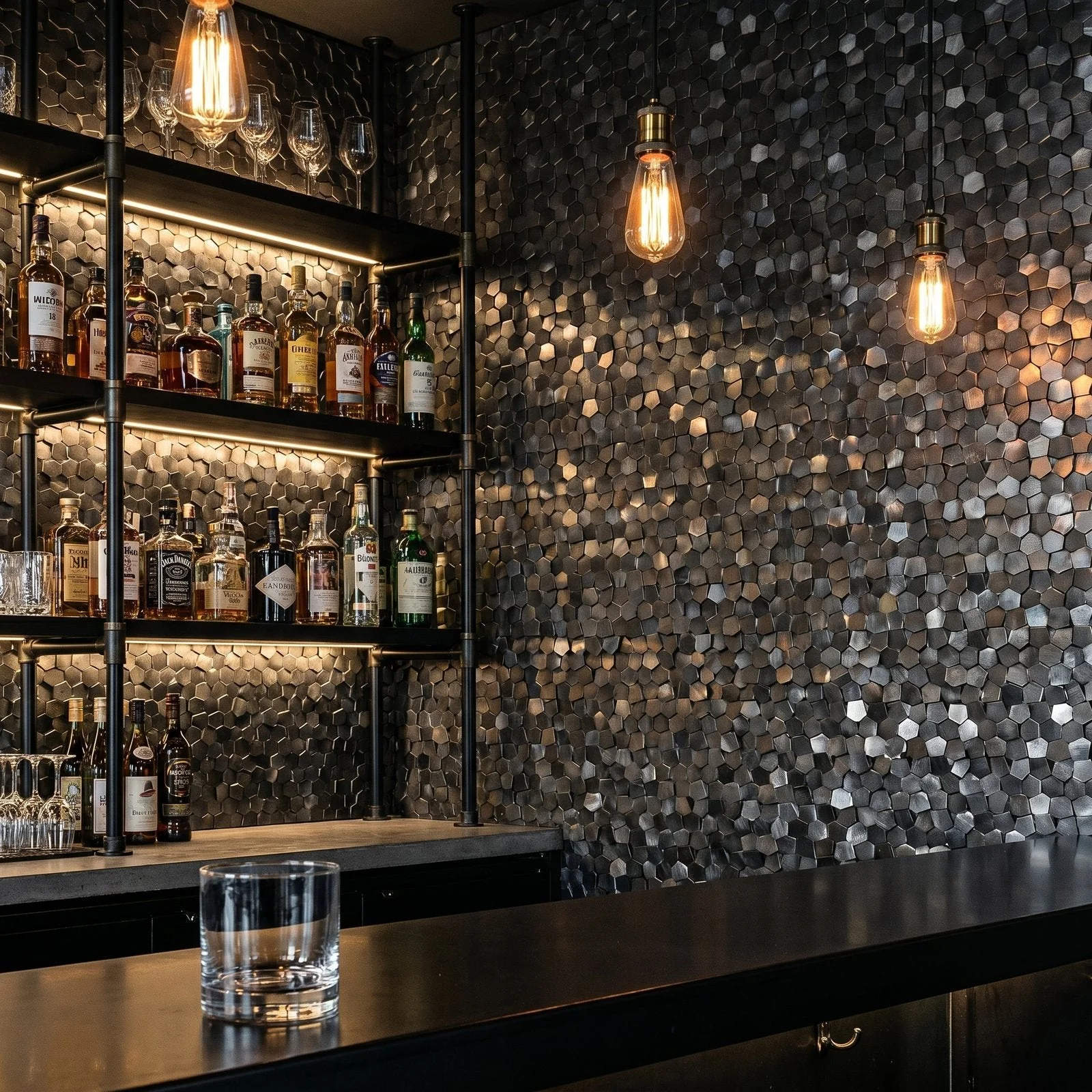 Pentagon 3D Anthracite Peel & Stick Splashback | 28.2×28.2 cm | Self-Adhesive Mosaic Tile - Image 7