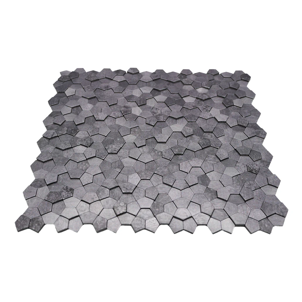 Pentagon 3D Gray Peel & Stick Splashback | 28.2×28.2 cm | Self-Adhesive Mosaic Tile - Image 4