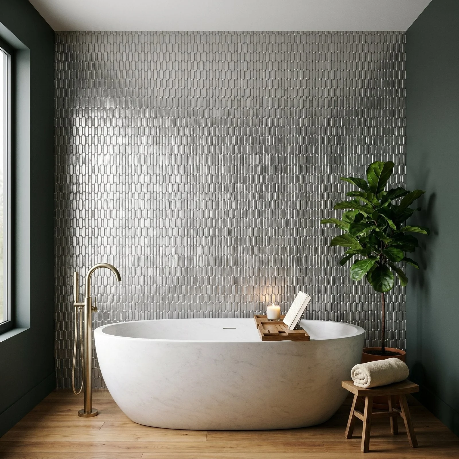 Picket 3D Gray Peel & Stick Splashback | 31×30 cm | Self-Adhesive Mosaic Tile - Image 3