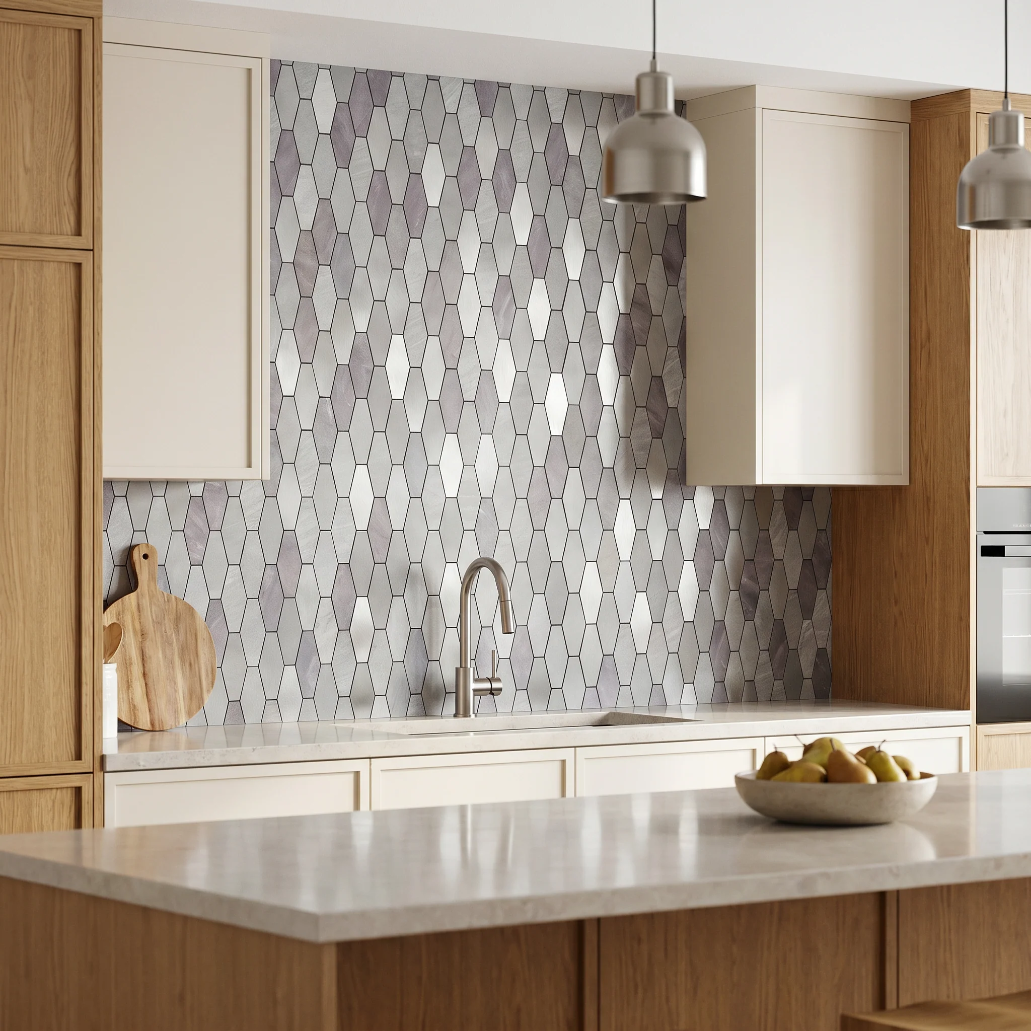 Picket Gray Peel & Stick Splashback | 30×30 cm | Self-Adhesive Mosaic Tile - Image 3