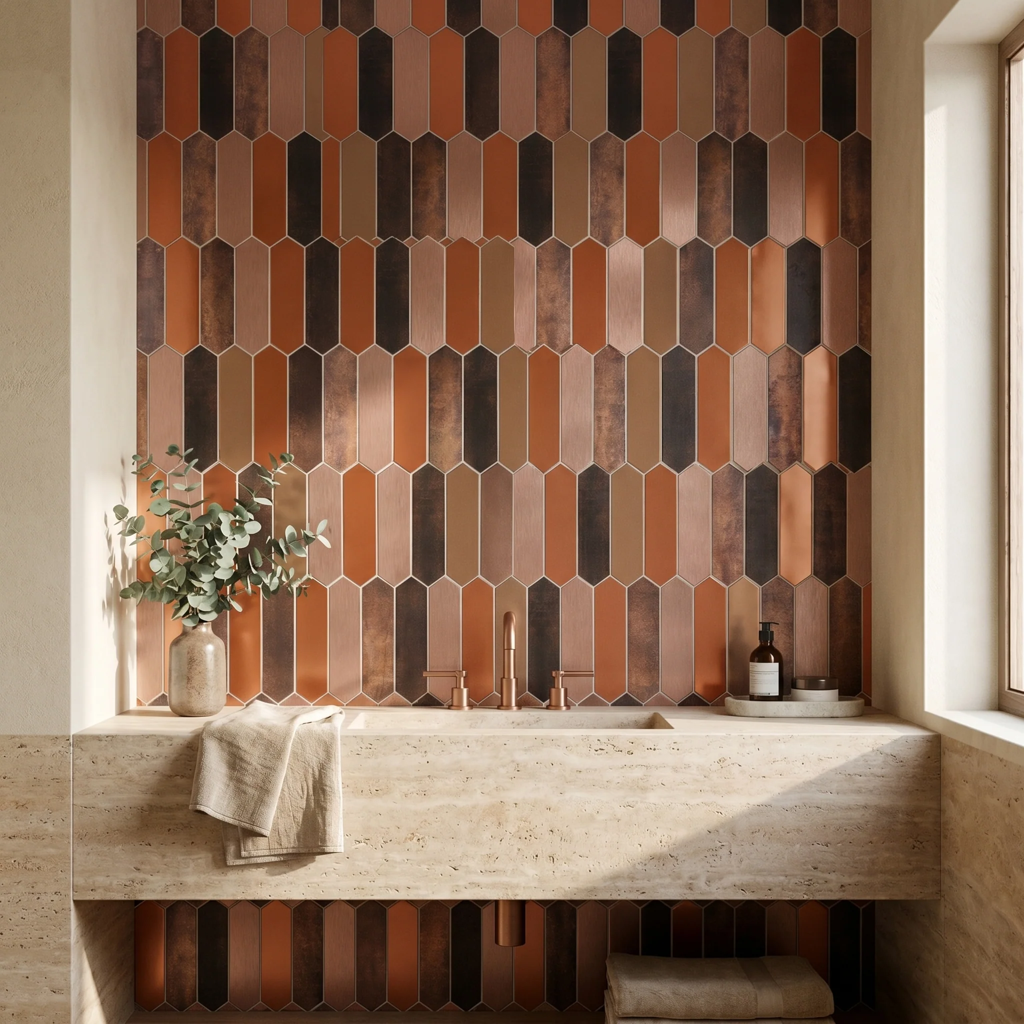 Picket Terracotta Peel & Stick Splashback | 28.2×27.3 cm | Self-Adhesive Mosaic Tile - Image 5