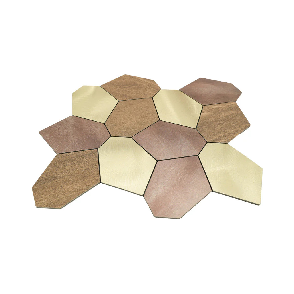 Polygon Gold Peel & Stick Splashback | 30×26.2 cm | Self-Adhesive Mosaic Tile - Image 4
