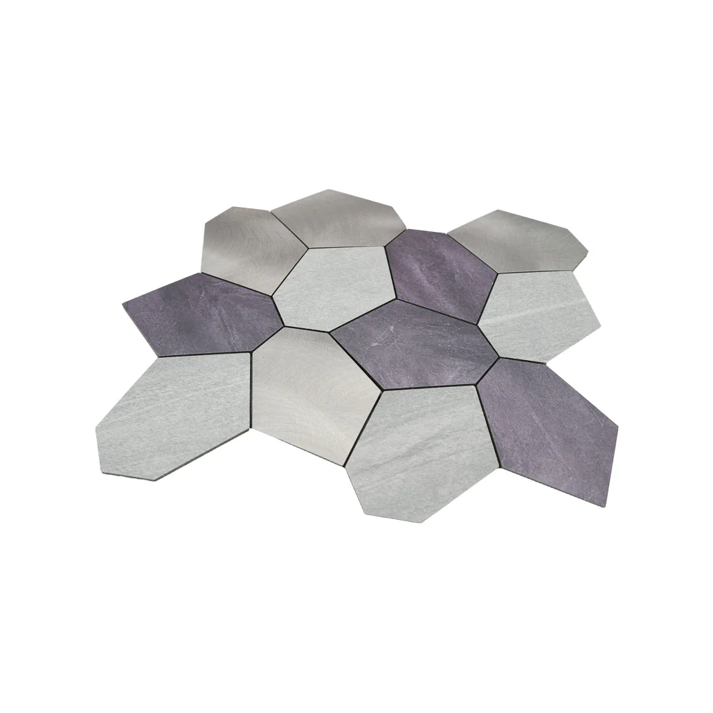 Polygon Gray Peel & Stick Splashback | 30×26.2 cm | Self-Adhesive Mosaic Tile - Image 4
