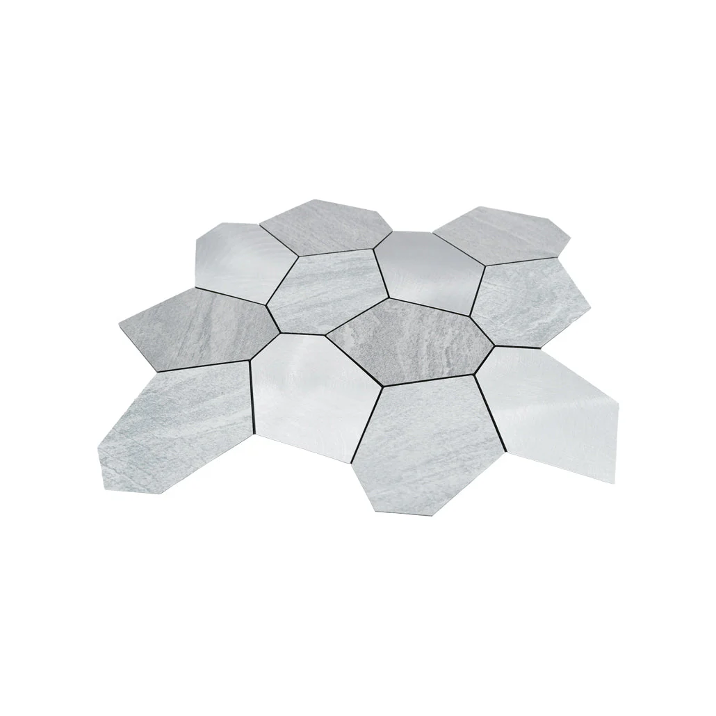 Polygon Silver Peel & Stick Splashback | 30×26.2 cm | Self-Adhesive Mosaic Tile - Image 4