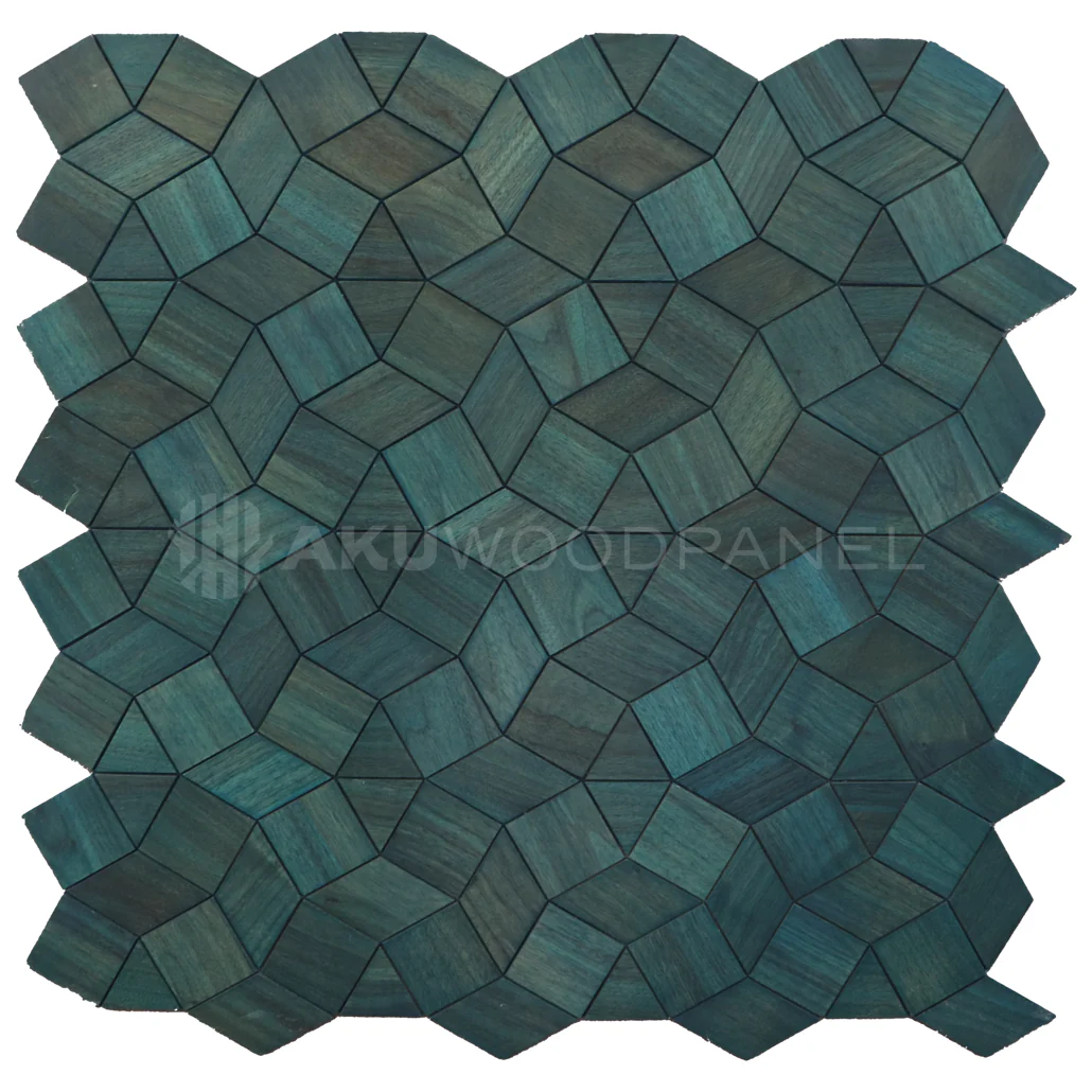Sample - Decorative Wall Panel | Gardenia - Cadet Blue | American walnut | Handcrafted | 3D panel