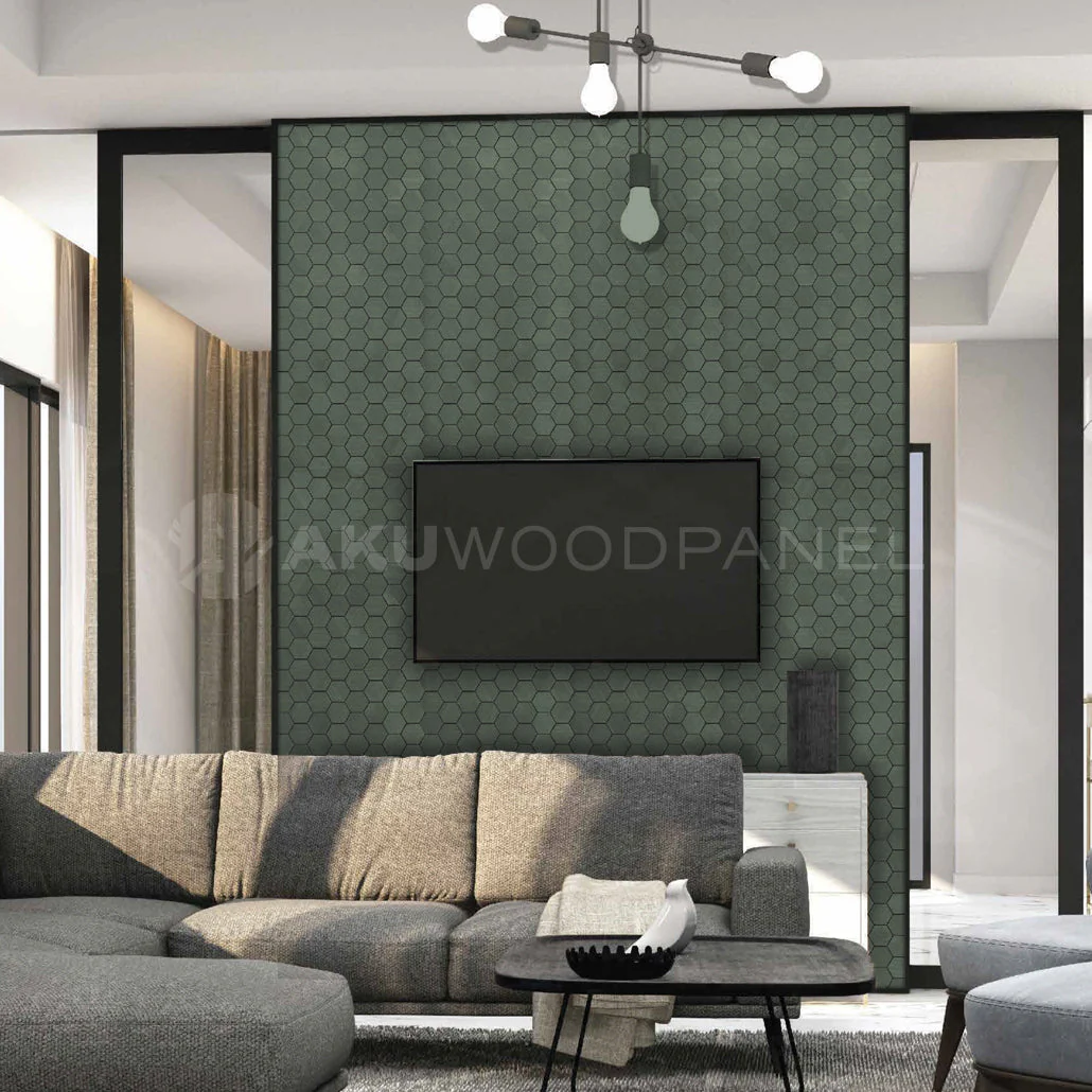 Sample - Decorative Wall Panel | Snowdrop - Cadet Blue | American walnut | Handcrafted | 3D panel - Image 2