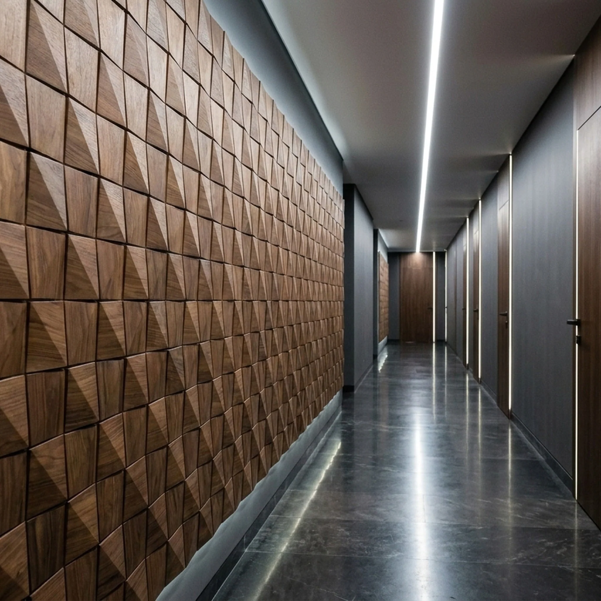 Slim Walnut 3D Wood Wall Panel | 20×40 cm | Real Wood - Image 3