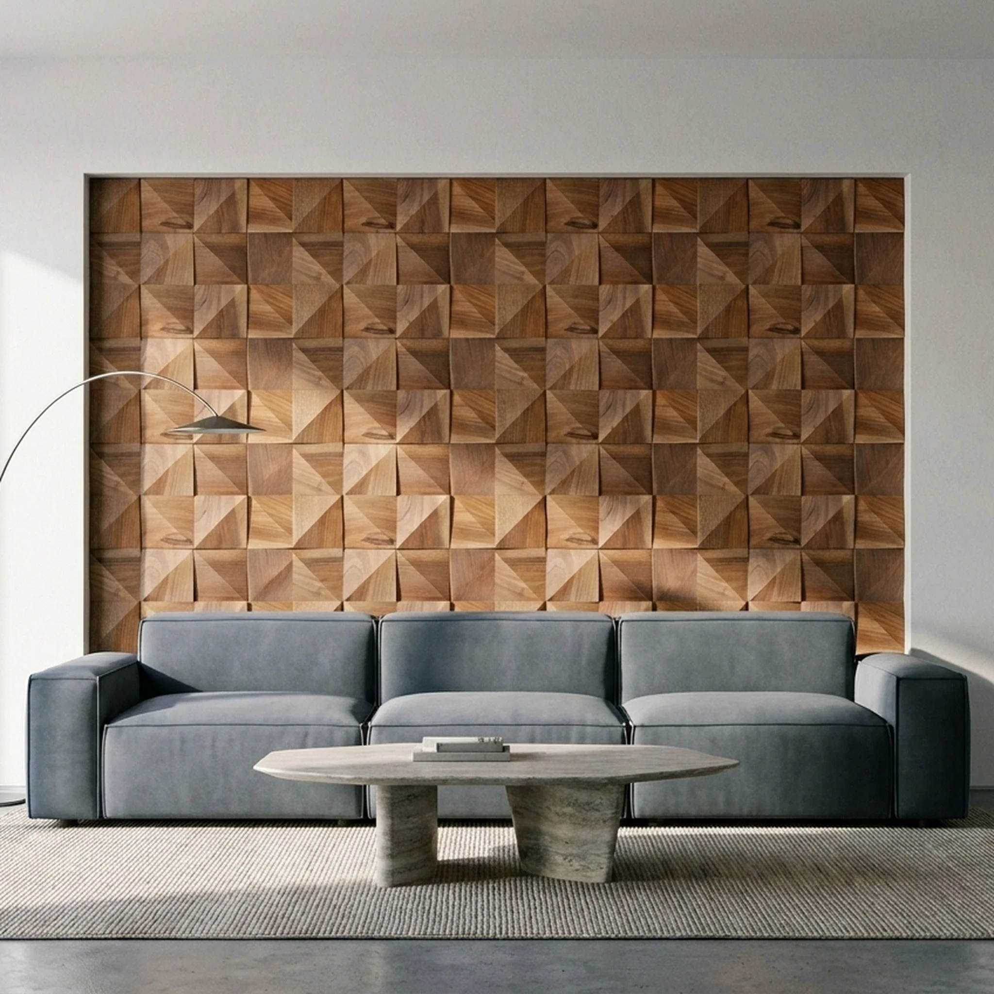 Slim Walnut 3D Wood Wall Panel | 20×40 cm | Real Wood - Image 7