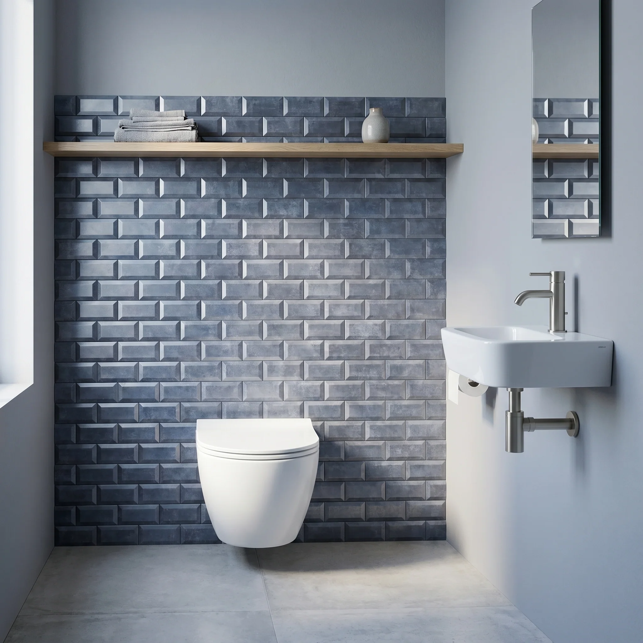 Subway 3D Blue-Gray Peel & Stick Splashback | 30.5×30.5 cm | Self-Adhesive Mosaic Tile - Image 5