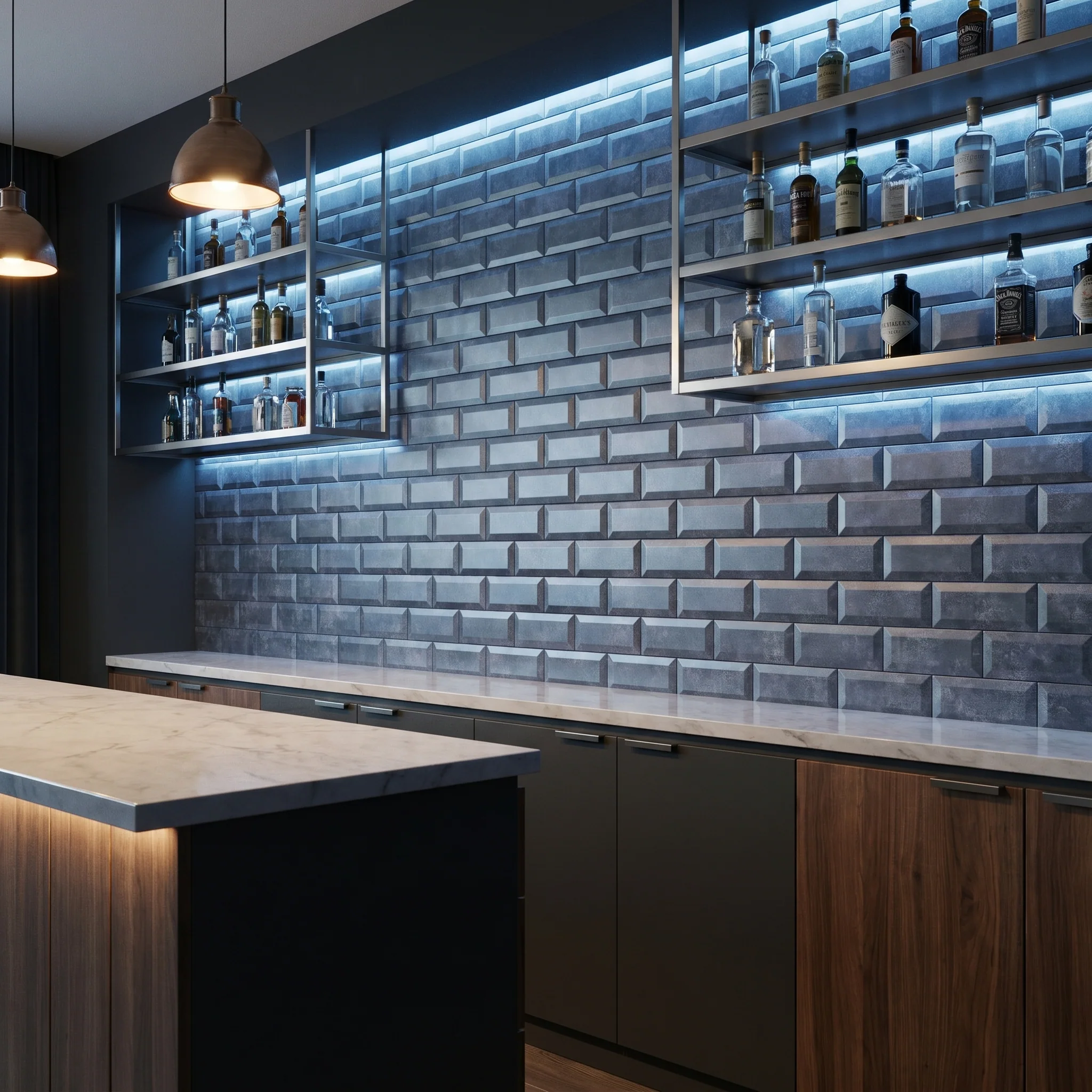 Subway 3D Blue-Gray Peel & Stick Splashback | 30.5×30.5 cm | Self-Adhesive Mosaic Tile - Image 7