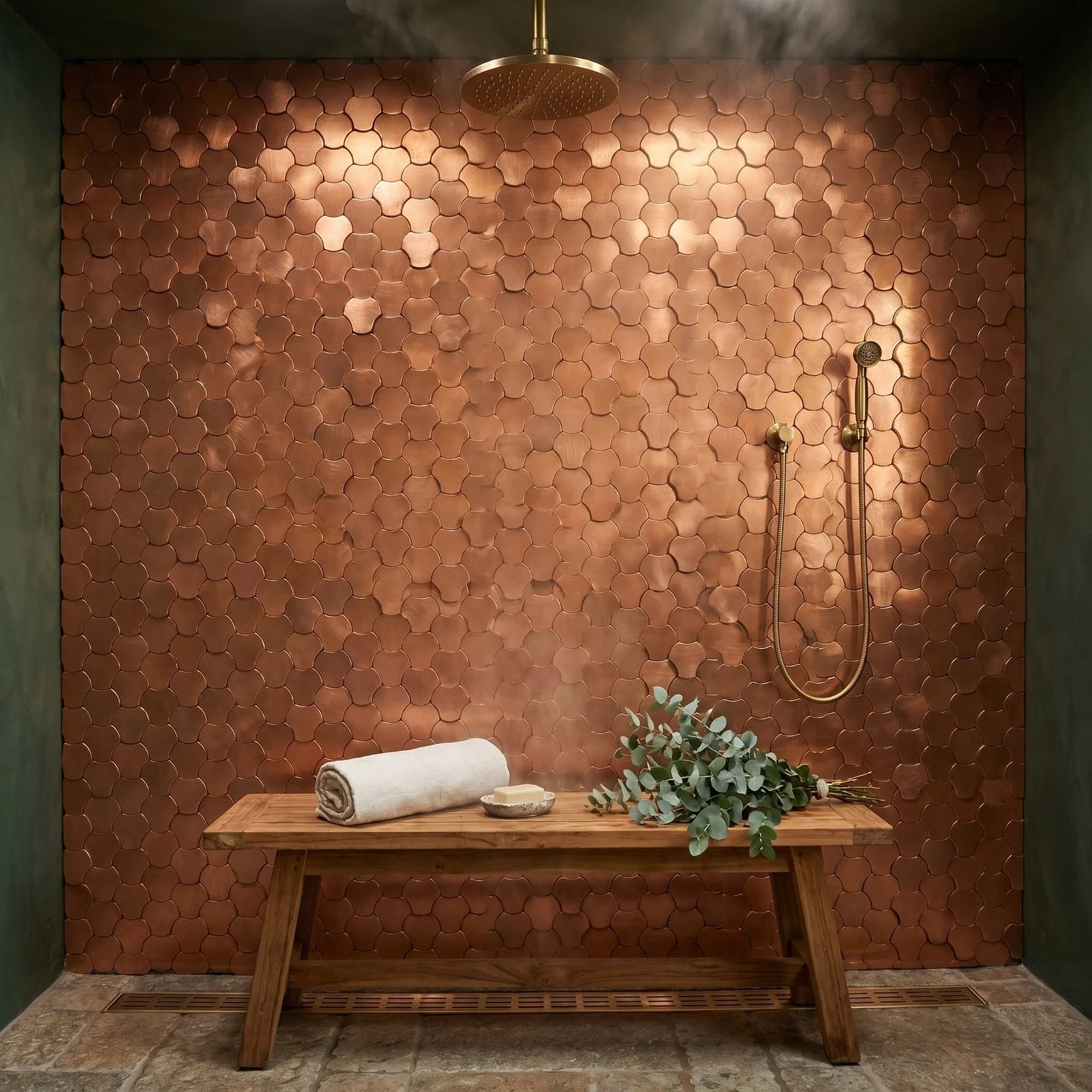 Trefoil 3D Copper Peel & Stick Splashback | 30.5×29.6 cm | Self-Adhesive Mosaic Tile - Image 3