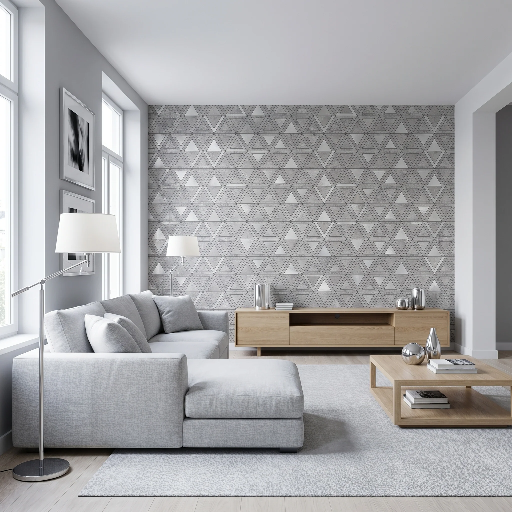 Triangle Gray Silver Peel & Stick Splashback | 28.7×33.1 cm | Self-Adhesive Mosaic Tile - Image 3