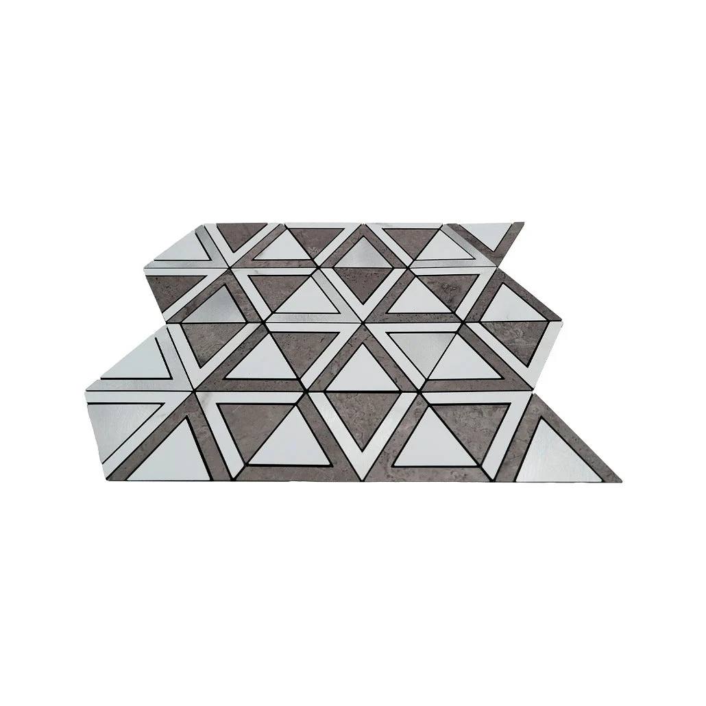 Triangle Gray White-Silver Peel & Stick Splashback | 28.7×33.1 cm | Self-Adhesive Mosaic Tile - Image 4