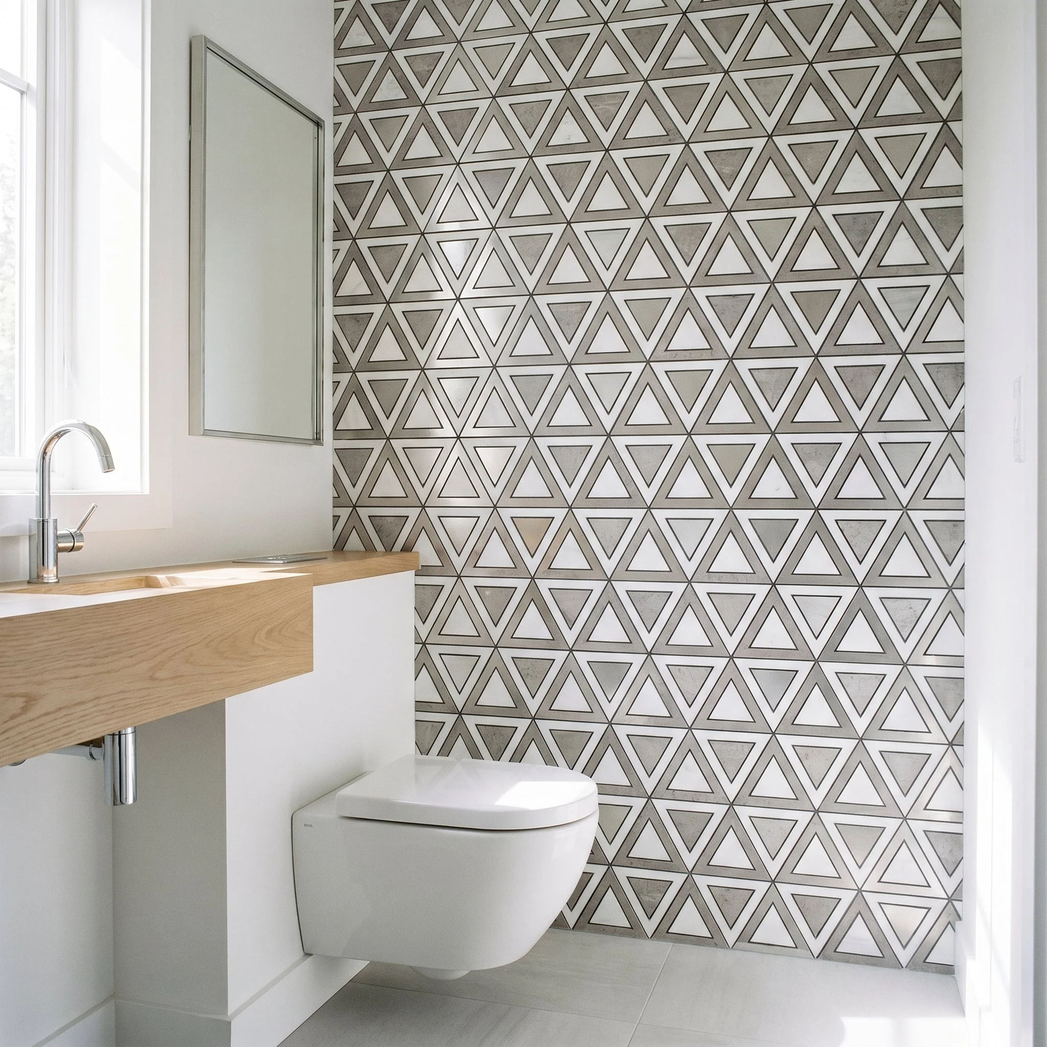 Triangle Gray White-Silver Peel & Stick Splashback | 28.7×33.1 cm | Self-Adhesive Mosaic Tile - Image 5