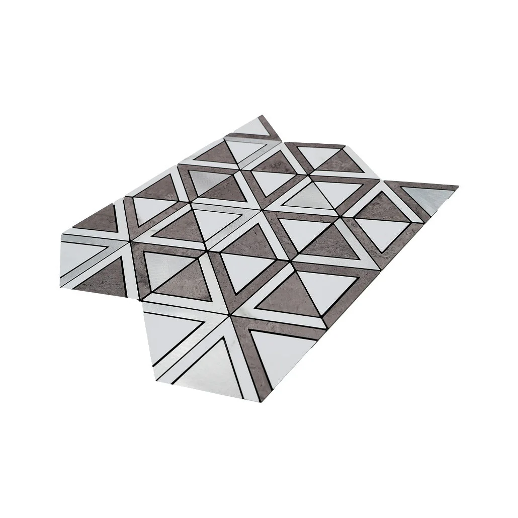 Triangle Gray White-Silver Peel & Stick Splashback | 28.7×33.1 cm | Self-Adhesive Mosaic Tile - Image 6