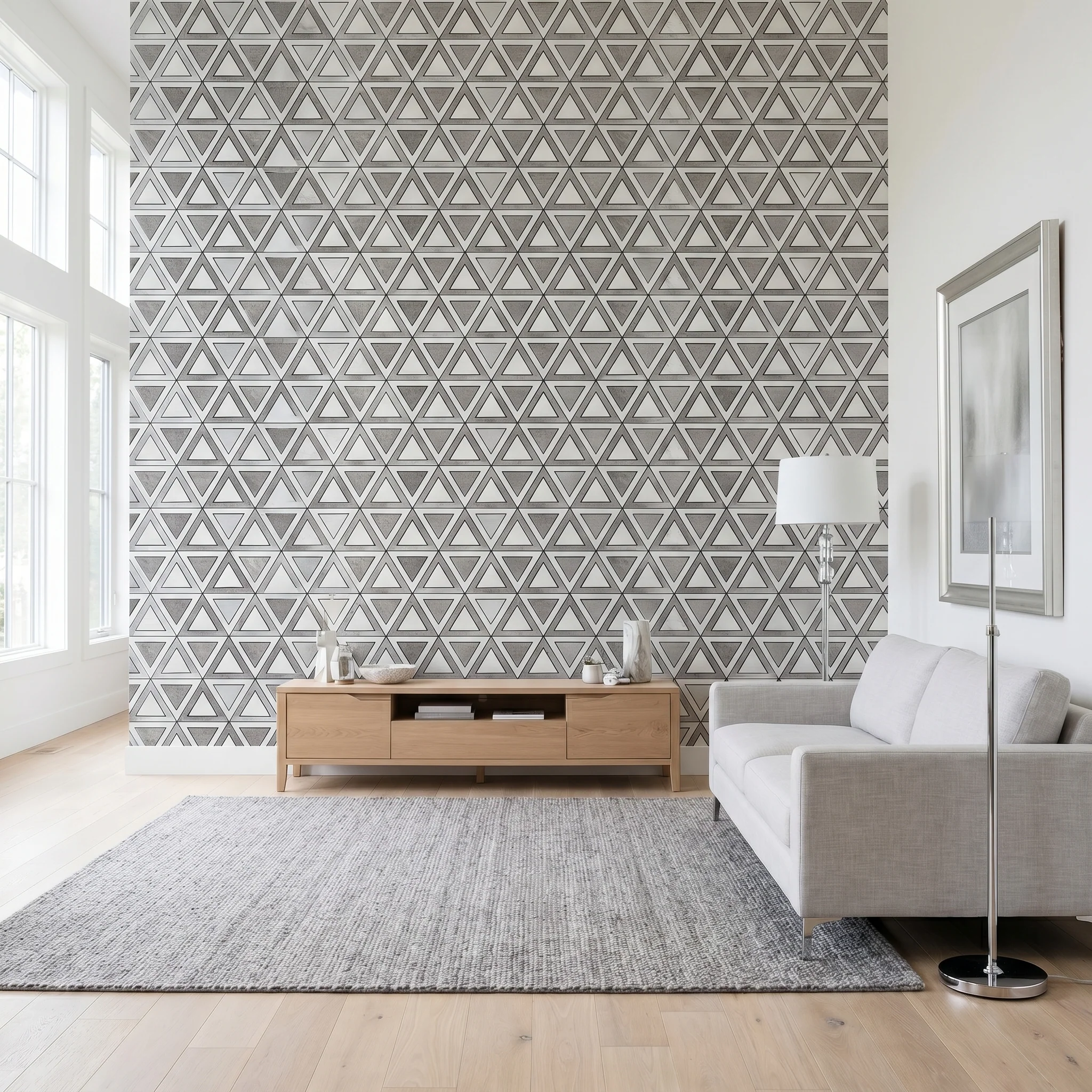 Triangle Gray White-Silver Peel & Stick Splashback | 28.7×33.1 cm | Self-Adhesive Mosaic Tile - Image 7
