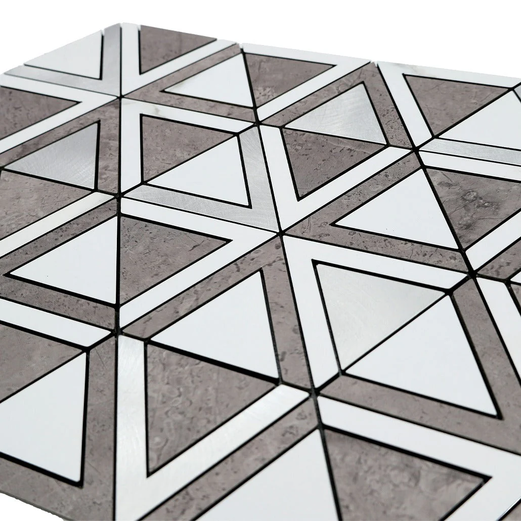 Triangle Gray White-Silver Peel & Stick Splashback | 28.7×33.1 cm | Self-Adhesive Mosaic Tile - Image 8