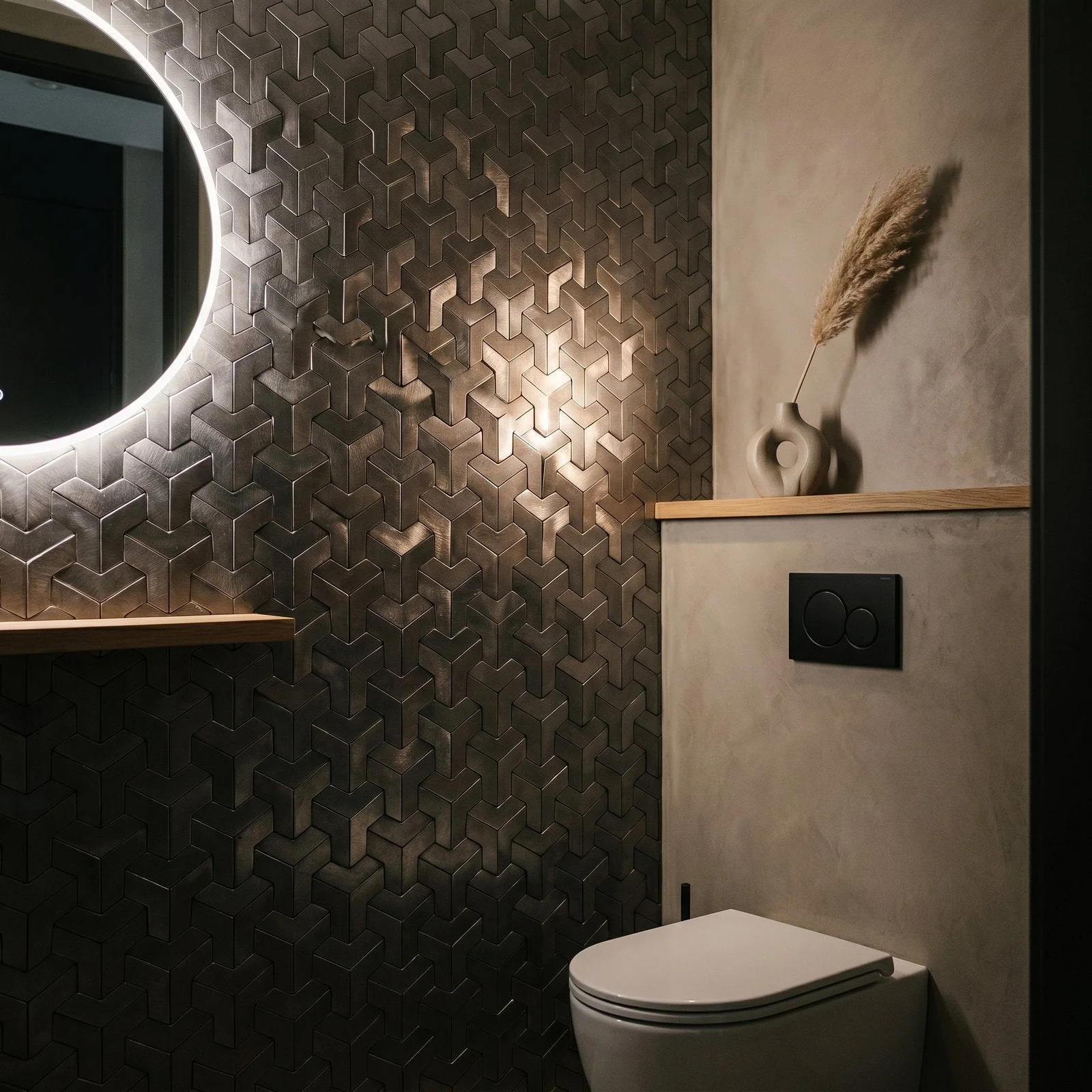 Trifold 3D Anthracite Peel & Stick Splashback | 30.3×28 cm | Self-Adhesive Mosaic Tile - Image 5