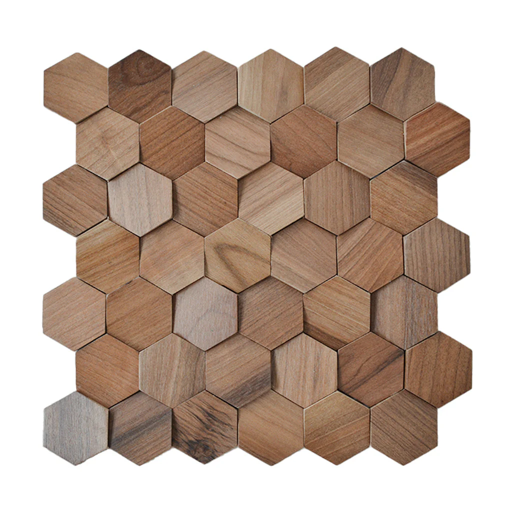 Velvet Walnut 3D Wood Wall Panel | 31×30 cm | Real Wood - Image 2